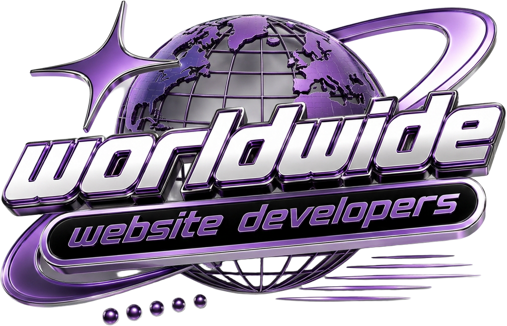 Worldwide Website Developers chrome purple globe logo